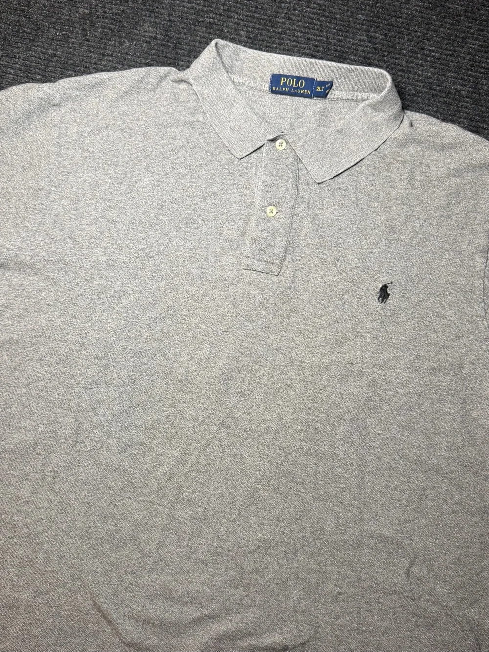 Ralph Lauren Men's Light Grey Heather Polo Shirt with Navy Pony